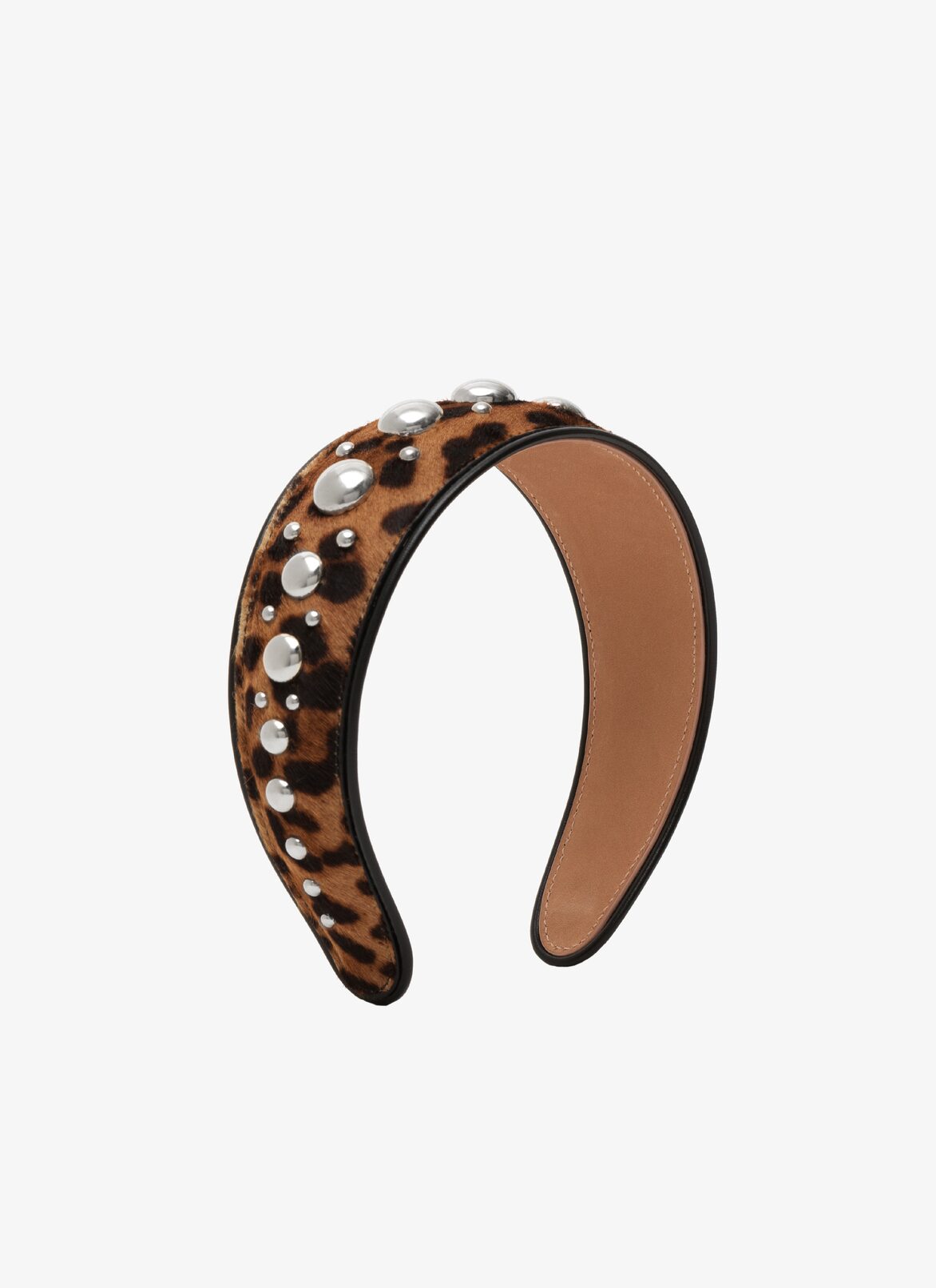 STUDDED PONY LEOPARD HEADBAND  ALAÏA SEPIA STUDDED PONY LEOPARD HEADBAND
